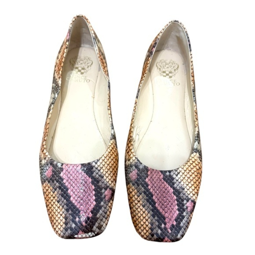 Vince Camuto Snakeskin Print Square Toe Flats – Size 10